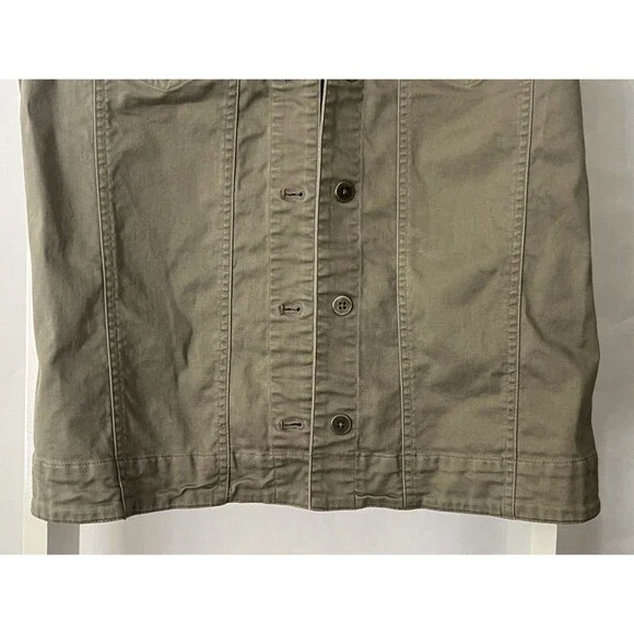 Chico's Design Button Up Twill Vest Womens S (Chico's 0) Khaki Gray Pocket Welt - Picture 7 of 15
